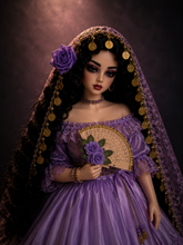 Load image into Gallery viewer, Abanico de Muñeca ,Dorado con Violeta (copia)