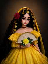 Load image into Gallery viewer, Abanico de Muñeca ,Dorado con amarillo