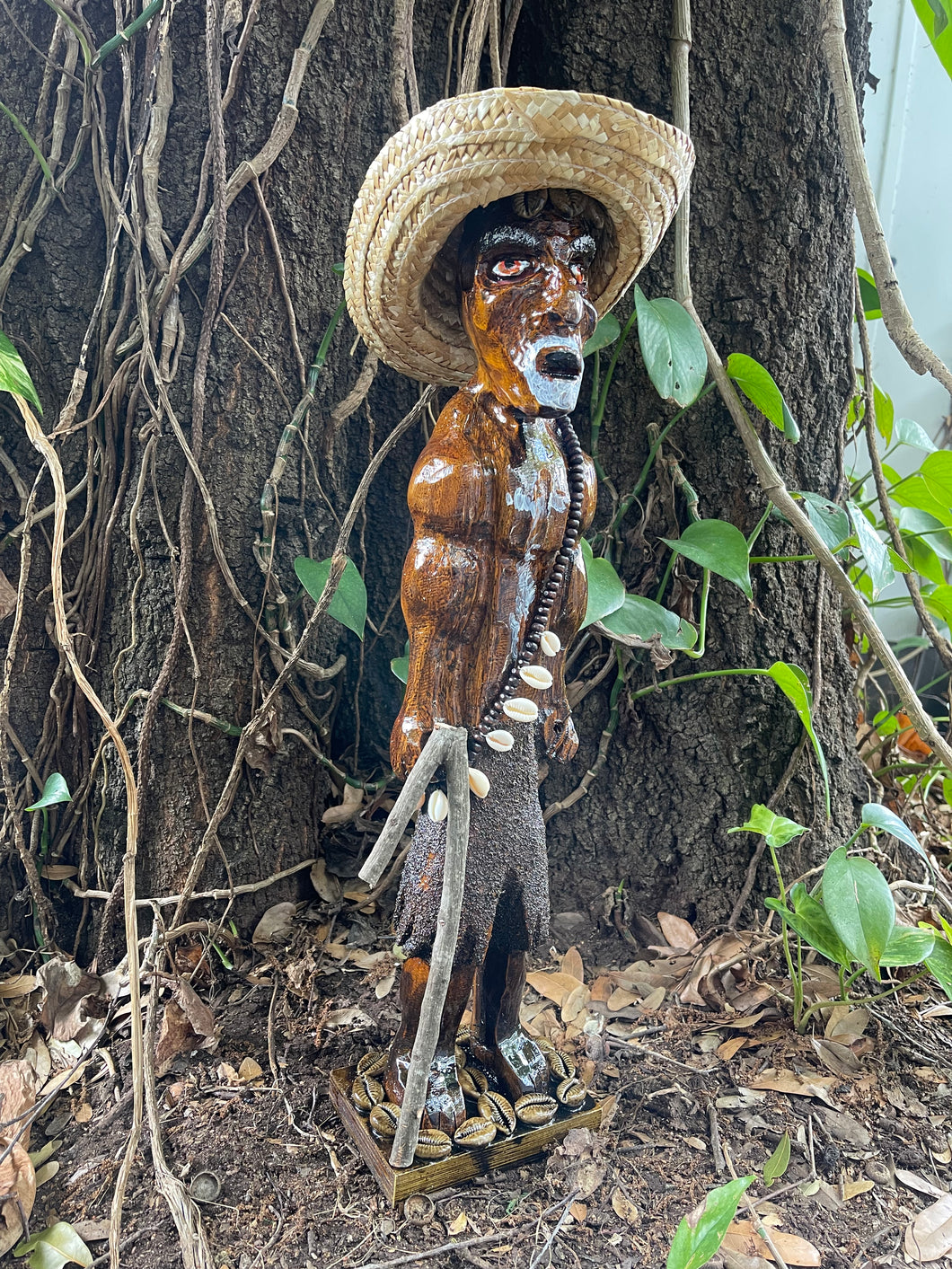 Congo Africano Negro Cimarron Tallado En Madera Botanica Oshun